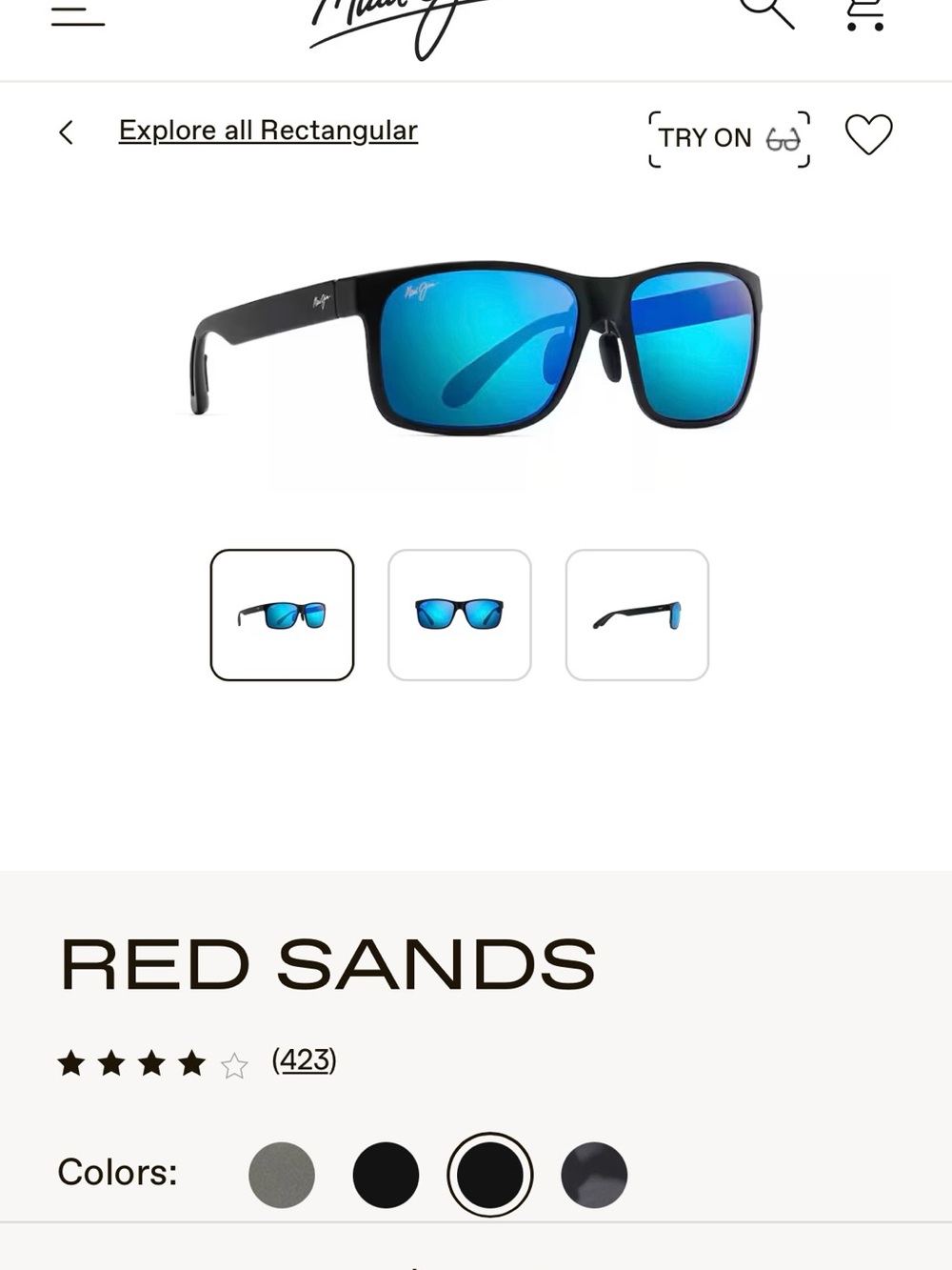 Maui Jim Red Sands Sunglasses — Black Frame with Blue Mirrors